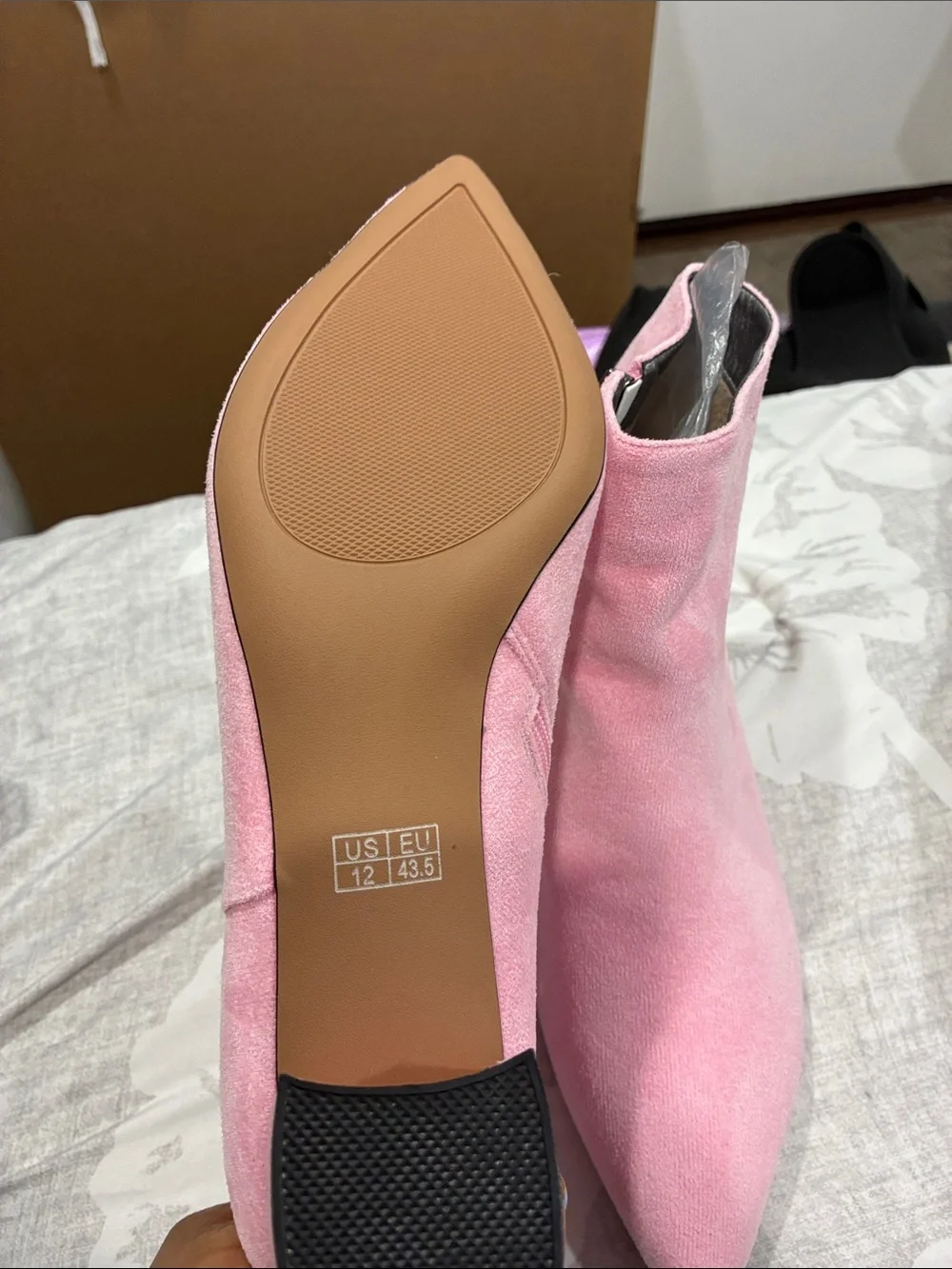 Pink Suede Pointed-Toe Ankle Boots